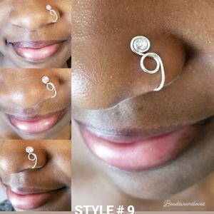 SILVER SWAROVSKI CRYSTAL FAKE NOSE RING, STYLE #9